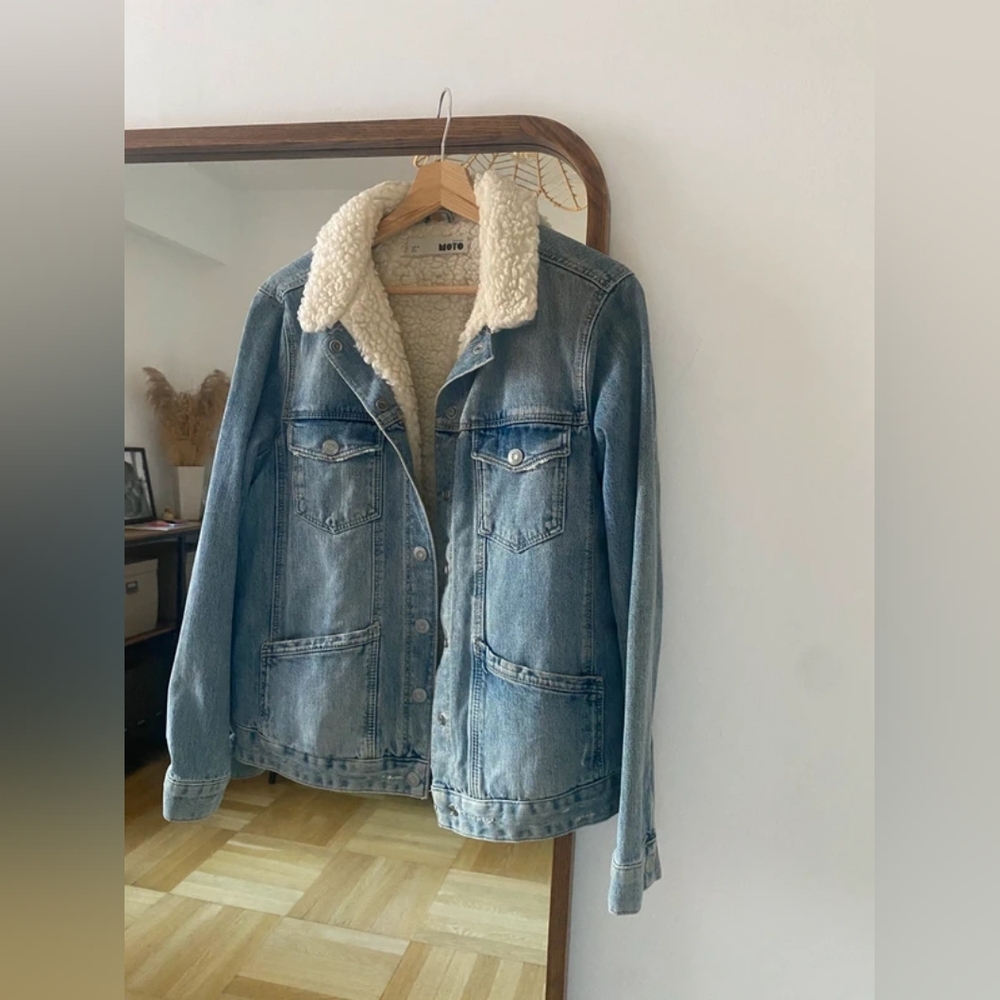 Topshop Moto Cream Sherpa Jacket